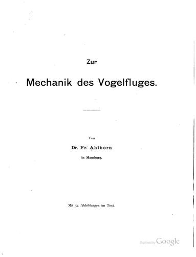 Zur mechanik des vogelfluges