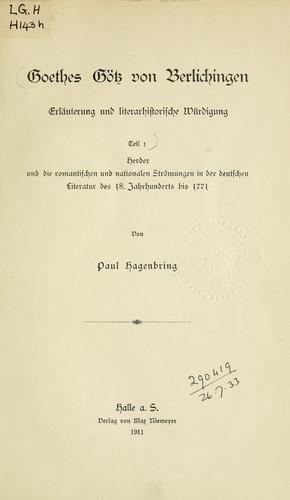 Herber und die romantischen und nationalen Strömungen in der deutschen Literatur des 18. Jahrhunderts bis 1771