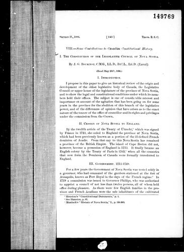 The constitution of the Legislative Council of Nova Scotia
