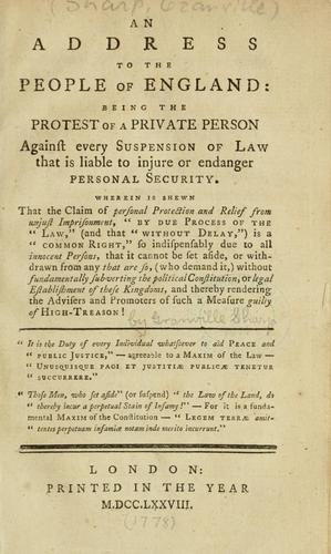 An address to the people of England