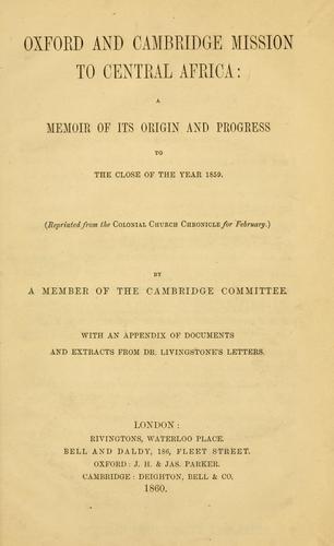 Oxford and Cambridge mission to Central Africa