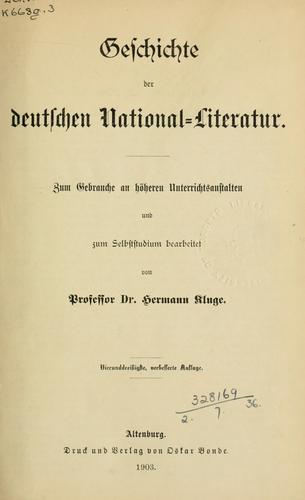 Geschichte der deutschen National-Literatur