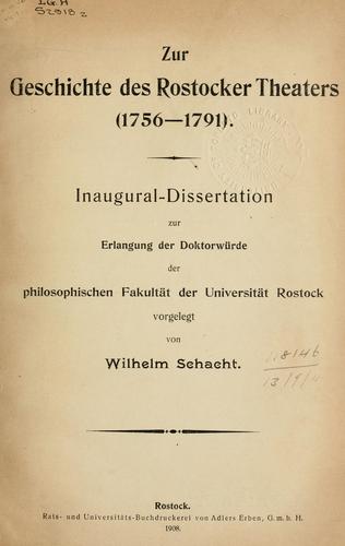 Zur Geschichte des Rostocker Theaters (1756-1791)