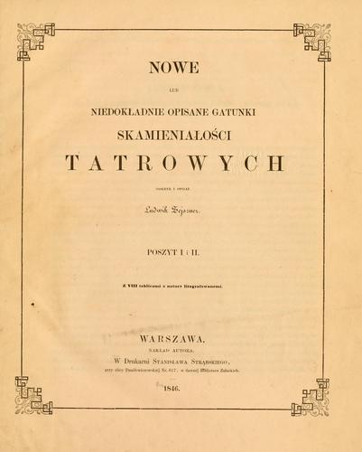 Nowe lub niedokadnie opisane gatunki skamieniatosci Tatrowych