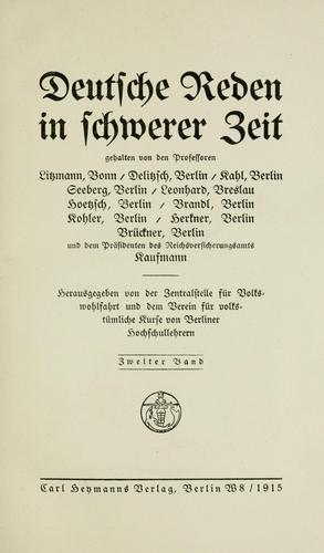 Deutsche Reden in schwerer Zeit
