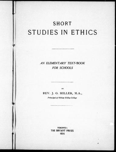 Short studies in ethics