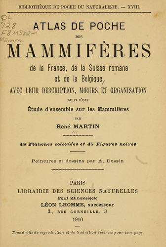 Atlas de poche des mammifères de France, de la Suisse romane et de la Belgique