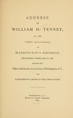 Address of William H. Tenney