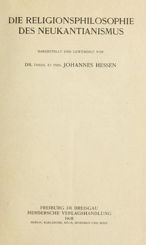Die Religionsphilosophie des Neukantianismus