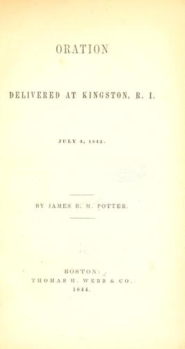 Oration delivered at Kingston, R. I