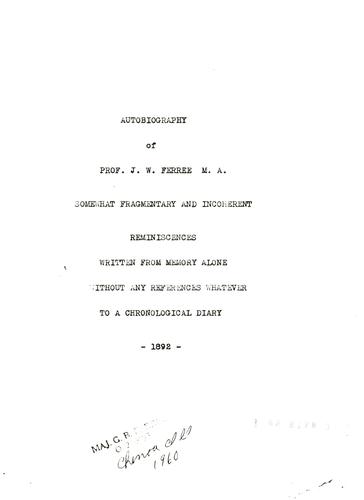 Autobiography of Prof. J.W. Ferree M.A