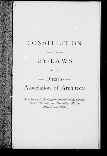 Constitution and by-laws of the Ontario Association of Architects