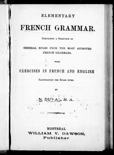 Elementary French grammar