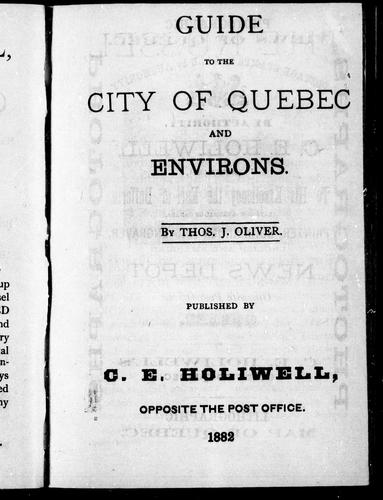 Guide to the city of Quebec and environs