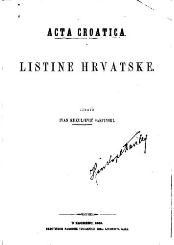Acta croatica: Listine hrvatske