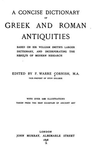 A Concise Dictionary of Greek and Roman Antiquities