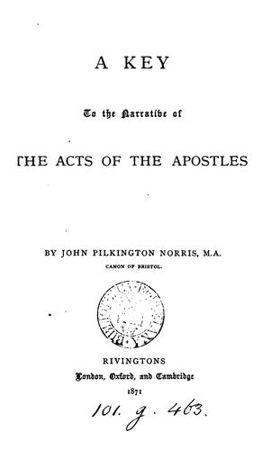A key to the narrative of the Acts of the Apostles