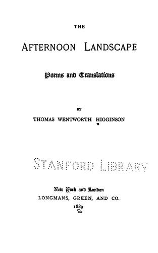 The Afternoon Landscape: Poems and Translations