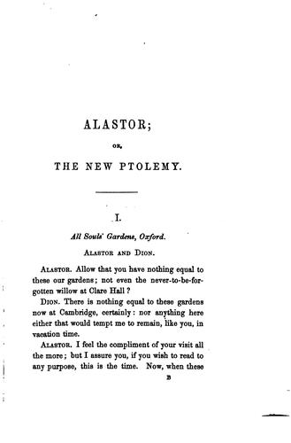 Alastor, or, The new Ptolemy [a dialogue between Alastor and Dion]