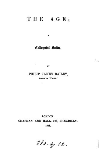 The age; a colloquial satire [and 4 other poems]