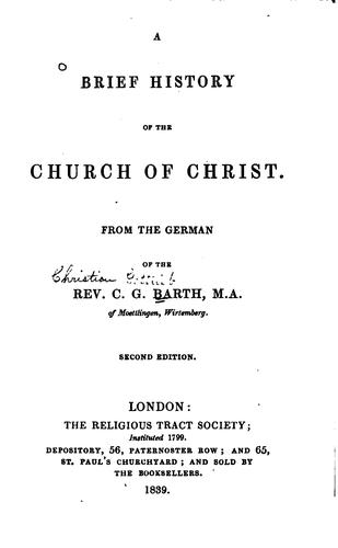 A Brief History of the Church of Christ: From the German