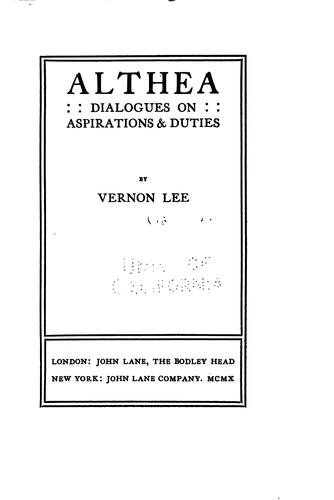 Althea: dialogues in aspirations and duties