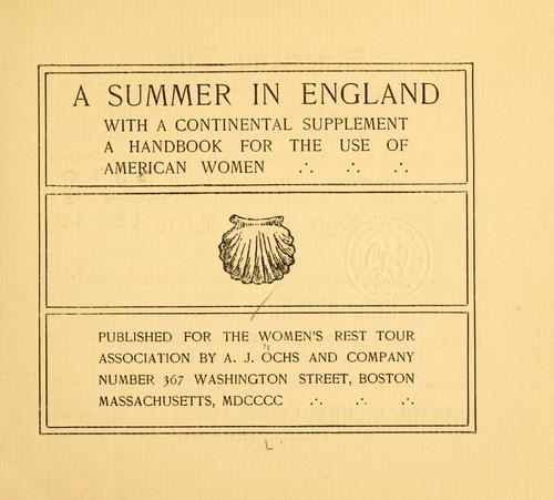 A summer in England, with a continental supplement