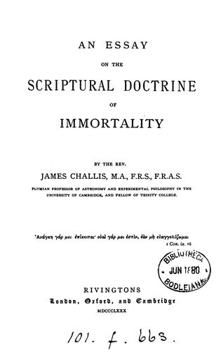 An essay on the Scriptural doctrine of immortality