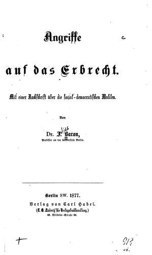 Angriffe auf das Erbrecht: Mit einer Nachschrift über die Social ..