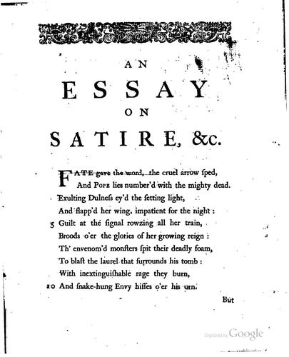 An Essay on Satire