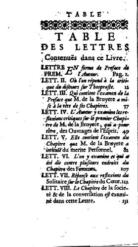 Apologie de Monsieur de La Bruyere, ou réponse a la critique des caracteres de Theophraste
