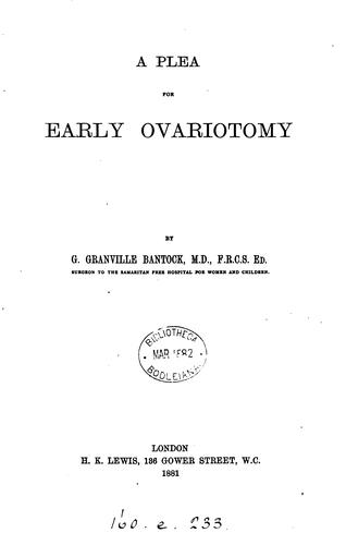 A plea for early oviarotomy