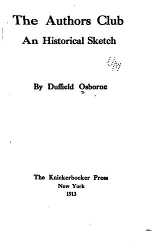 The Authors Club: An Historical Sketch