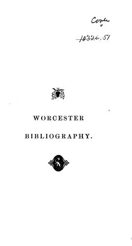 Bibliography of Worcester History