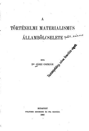 A történelmi materialismus állambölcselete