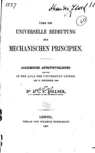Über die universelle Bedeutung der mechanischen Principien: Academische ..