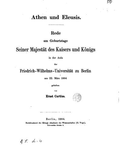 Athen und Eleusis, Rede