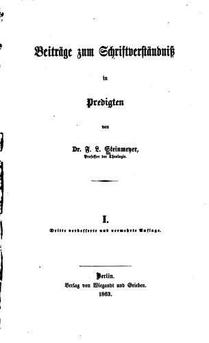 Beiträge zum Schriftverständniss in Predigten