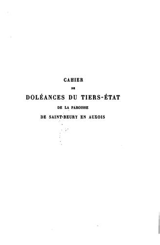 Cahier de doléances du tiers-état de la paroisse de Saint-Beury en Auxois