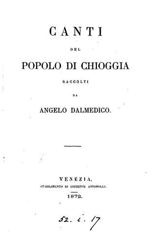 Canti del popolo di Chioggia: raccolti