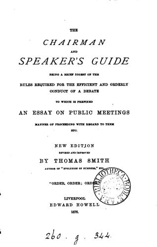 The chairman and speaker's guide