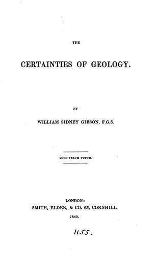 The certainties of geology