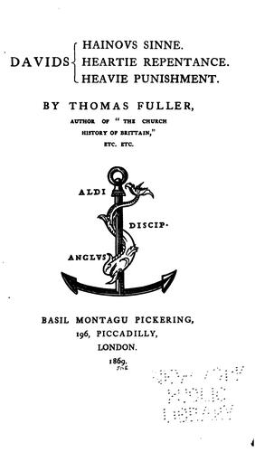 Davids Hainous Sinne, Heartie Repentance, Heavie Punishment