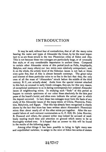 The dated Alexander coinage of Sidon and Ake