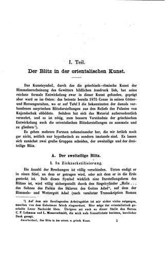 Der Blitz in der orientalischen und griechischen Kunst: Ein ..