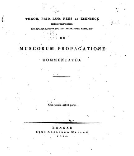 De muscorum propagatione commentatio