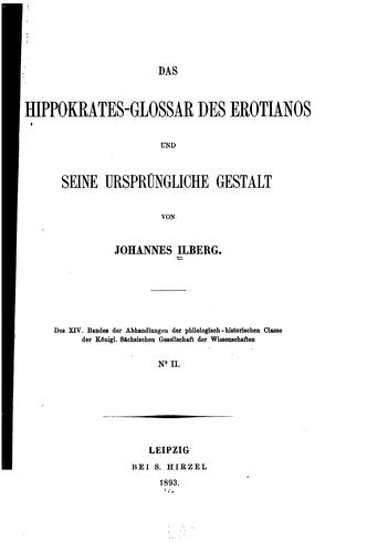 (das) Hippokrates-glossar des Erotianos und seine ursprüngliche Gestalt
