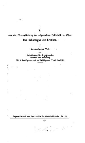 Das Gehörorgan der Kretinen