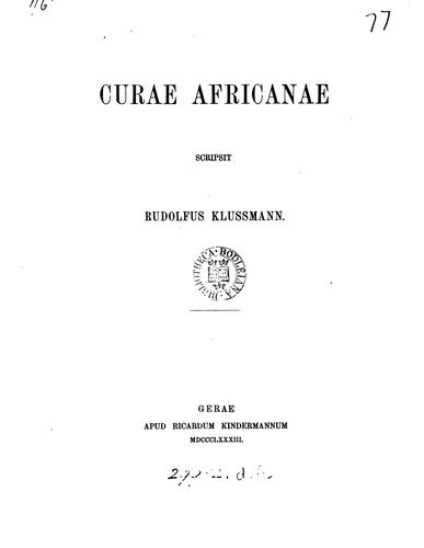 Curae Africanae