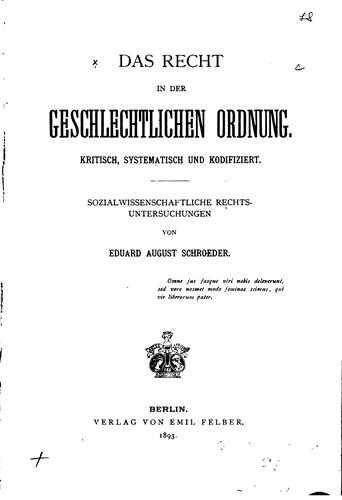 Das Recht in der geschlechtlichen Ordnung: Kritisch, systematisch und ..